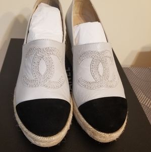 Authentic! Chanel leather  espadrilles